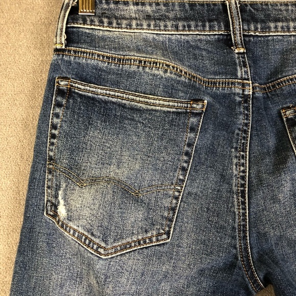 American Eagle Men's Blue Distressed flex slim button closure jeans size 31X32 - Picture 4 of 11